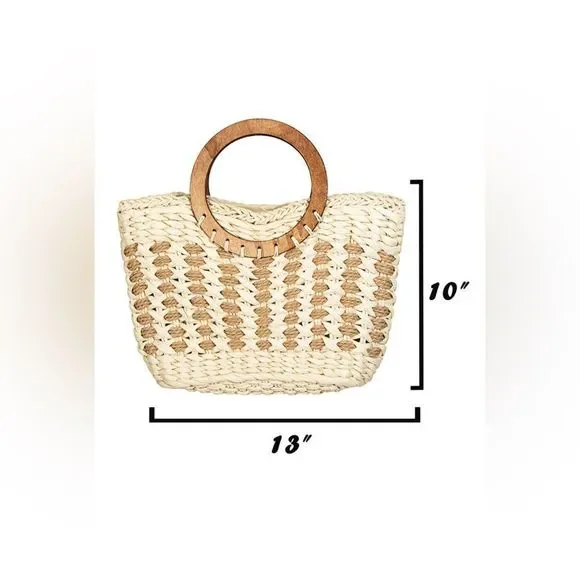 NEW Small Braided Round Handle Tote Bag - Picture 5 of 6